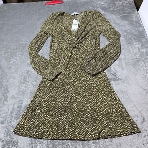 Mango NWT‎ Womens Textured Knot Front Longsleeve Dress Size Small